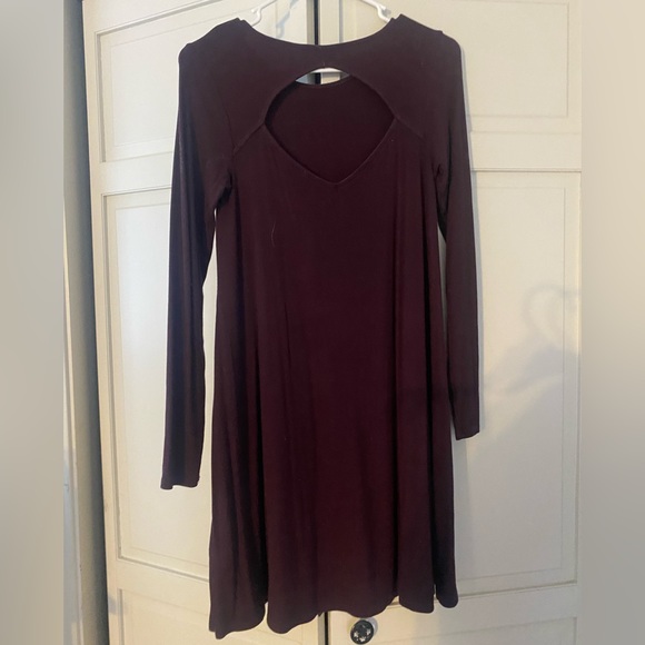 American Eagle maroon long sleeve ribbed dress - Picture 2 of 2
